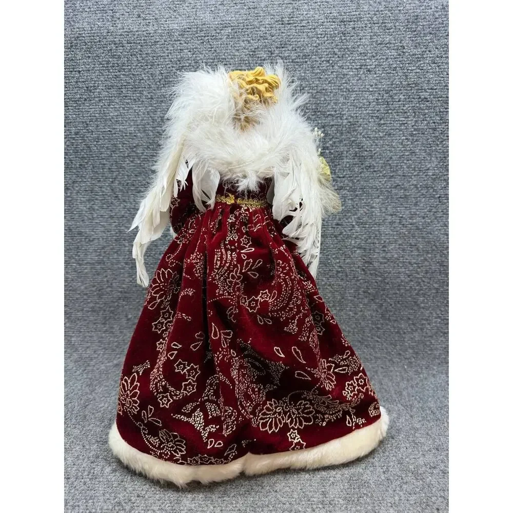 Kmart Christmas Angel Doll Burgundy Gold Dress Holiday Decor